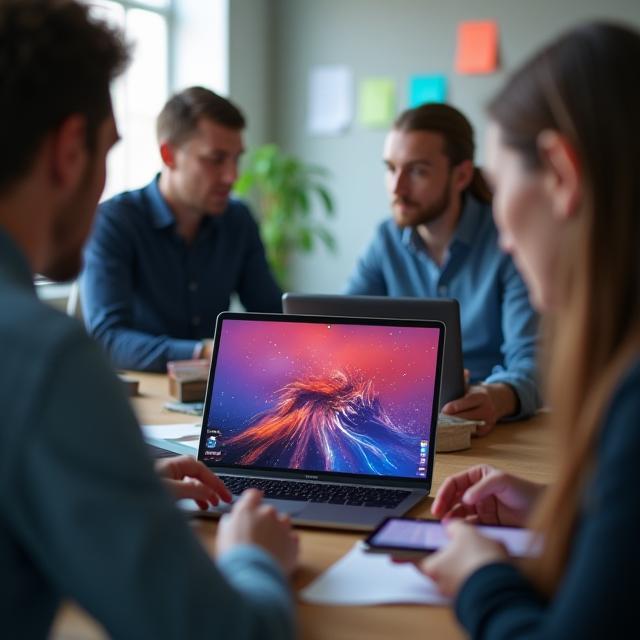 Team di sviluppatori al lavoro su mockup di applicazione